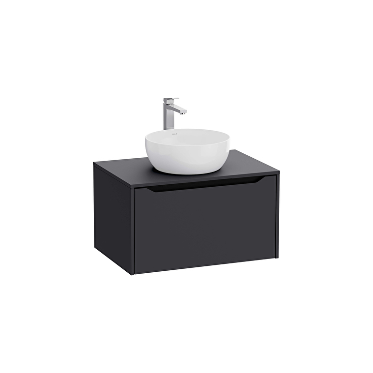 80275_Cut_Out_Image-1.jpg VitrA Integra Square Lavabo Dolabı, 80 cm, Bir Çekmeceli, Çanak Lavabo Uyumlu, Mat Grafit, Lavabosuz - Görsel 1