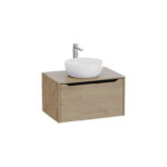 VitrA Integra Square Lavabo Dolabı, 80 cm, Bir Çekmeceli, Çanak Lavabo Uyumlu, Altın Meşe, Lavabosuz