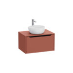 VitrA Integra Square Lavabo Dolabı, 80 cm, Bir Çekmeceli, Çanak Lavabo Uyumlu, Mat Kırmızı, Lavabosuz