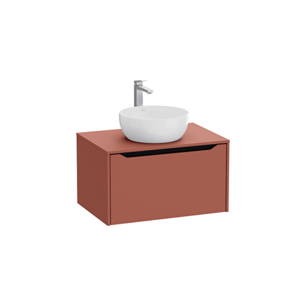 VitrA Integra Square Lavabo Dolabı, 80 cm, Bir Çekmeceli, Çanak Lavabo Uyumlu, Mat Kırmızı, Lavabosuz