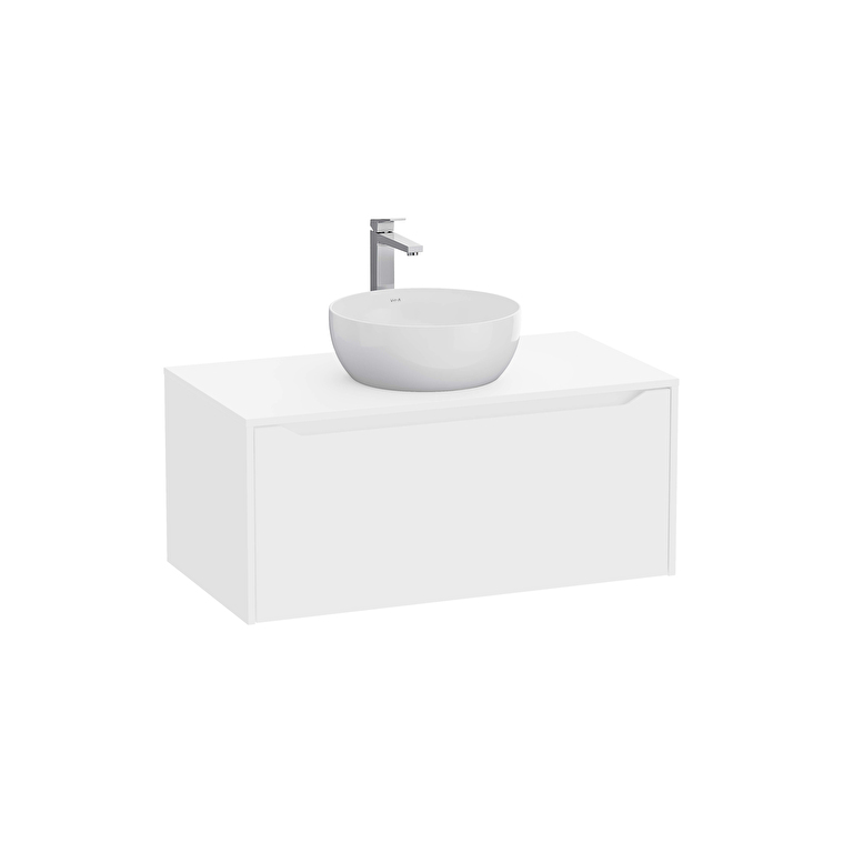 80283_Cut_Out_Image-1.jpg VitrA Integra Square Lavabo Dolabı, 100 cm, Bir Çekmeceli, Çanak Lavabo Uyumlu, Mat Beyaz, Lavabosuz - Görsel 1