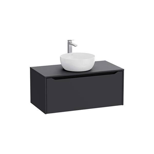 VitrA Integra Square Lavabo Dolabı, 100 cm, Bir Çekmeceli, Çanak Lavabo Uyumlu, Mat Grafit, Lavabosuz