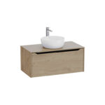 VitrA Integra Square Lavabo Dolabı, 100 cm, Bir Çekmeceli, Çanak Lavabo Uyumlu, Altın Meşe, Lavabosuz