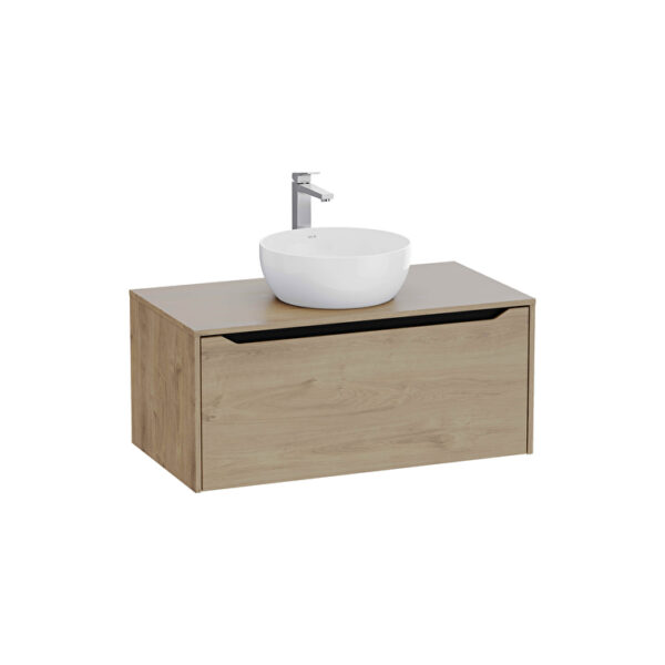 VitrA Integra Square Lavabo Dolabı, 100 cm, Bir Çekmeceli, Çanak Lavabo Uyumlu, Altın Meşe, Lavabosuz