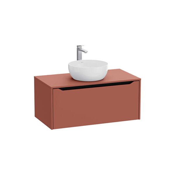 VitrA Integra Square Lavabo Dolabı, 100 cm, Bir Çekmeceli, Çanak Lavabo Uyumlu, Mat Kırmızı, Lavabosuz
