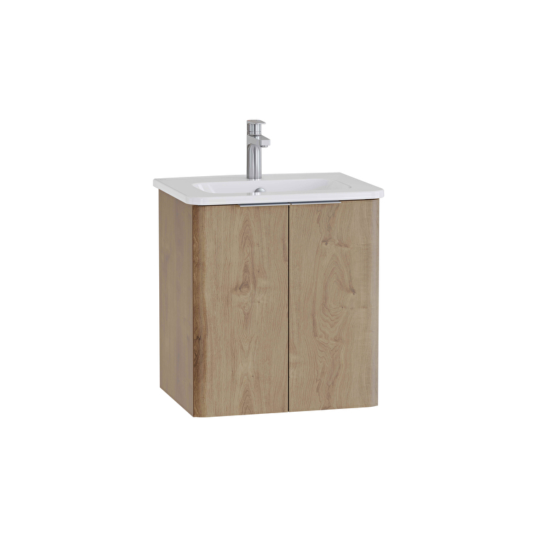 80359_69813-1.jpg VitrA Mia Plus Round Lavabo Dolabı, 60 cm, İki Kapaklı, Altın Meşe - Görsel 1