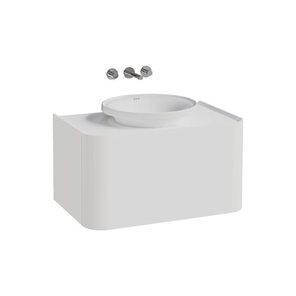 VitrA Gala Lavabo Dolabı, 80 cm, Bir Çekmeceli, Çanak Lavabolu Ve Tezgahlı, Mat Soft Beyaz