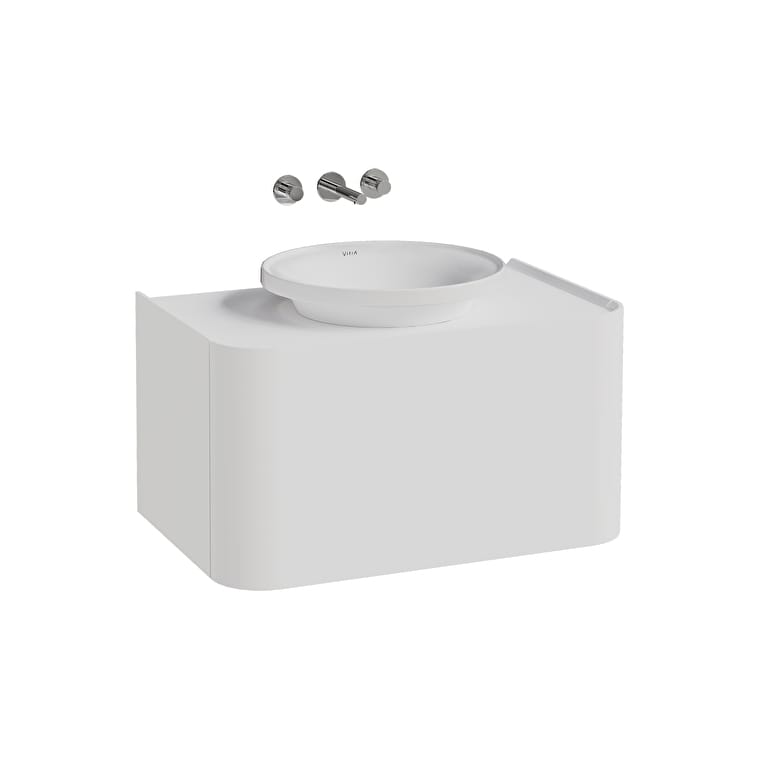 80380_Cut_Out_Image-1.jpg VitrA Gala Lavabo Dolabı, 80 cm, Bir Çekmeceli, Çanak Lavabolu Ve Tezgahlı, Mat Soft Beyaz - Görsel 1
