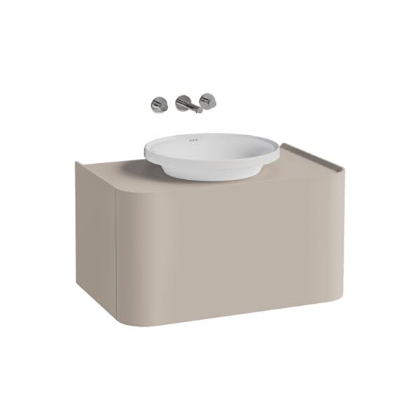VitrA Gala Lavabo Dolabı, 80 cm, Bir Çekmeceli, Çanak Lavabolu Ve Tezgahlı, Mat Soft Bej