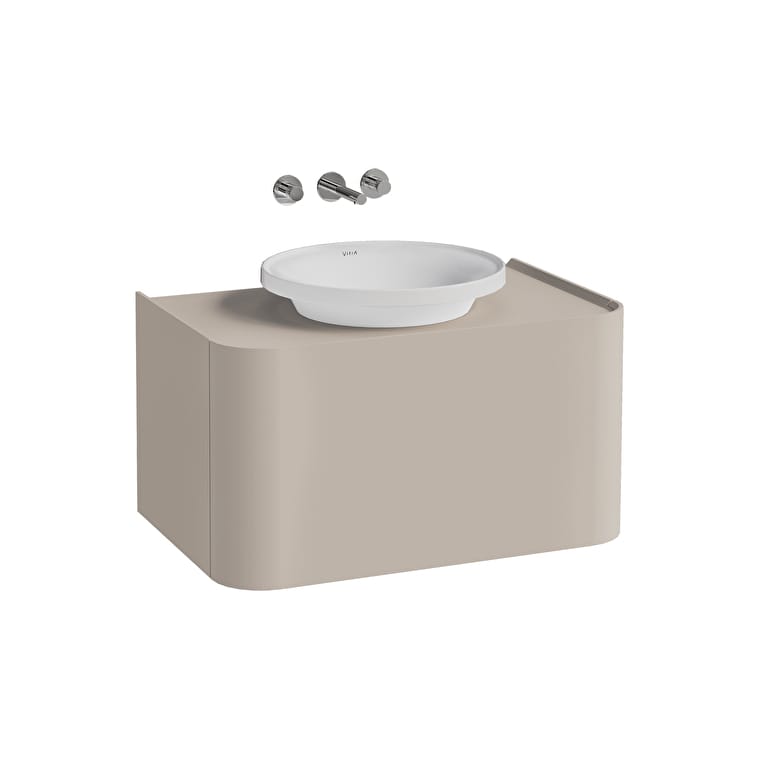 80381_Cut_Out_Image-1.jpg VitrA Gala Lavabo Dolabı, 80 cm, Bir Çekmeceli, Çanak Lavabolu Ve Tezgahlı, Mat Soft Bej - Görsel 1