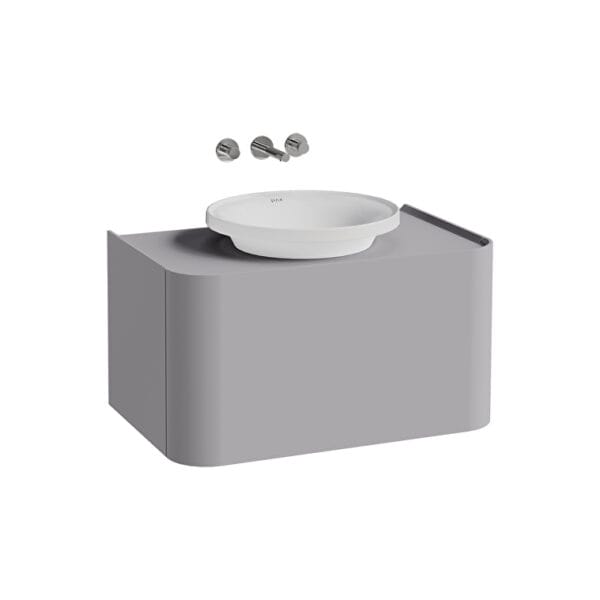 VitrA Gala Lavabo Dolabı, 80 cm, Bir Çekmeceli, Çanak Lavabolu Ve Tezgahlı, Mat Taş Gri
