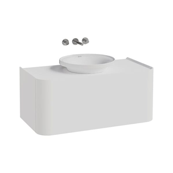 VitrA Gala Lavabo Dolabı, 100 cm, Bir Çekmeceli, Çanak Lavabolu Ve Tezgahlı, Mat Soft Beyaz
