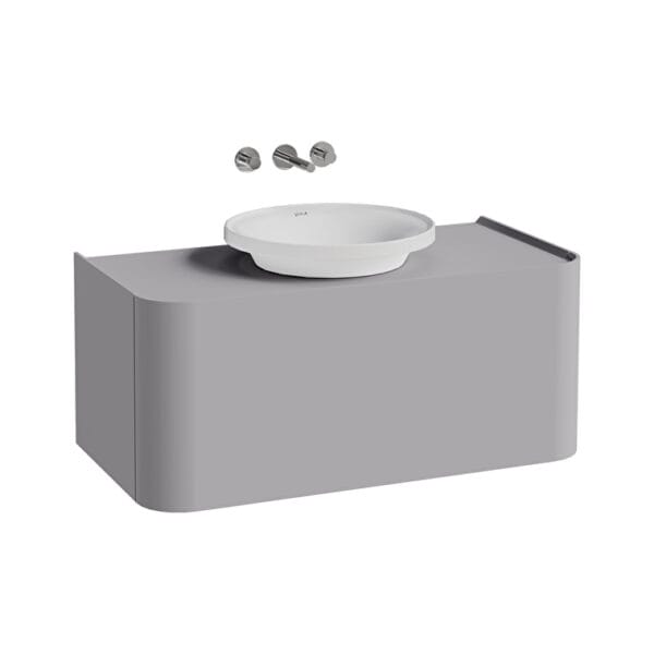 VitrA Gala Lavabo Dolabı, 100 cm, Bir Çekmeceli, Çanak Lavabolu Ve Tezgahlı, Mat Taş Gri