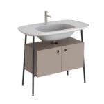 VitrA Plural Lavabo Dolabı, 100 cm, İki Kapaklı, Tek Armatür Delikli, Mat Beyaz Seramik Lavabolu, Mat Soft Bej