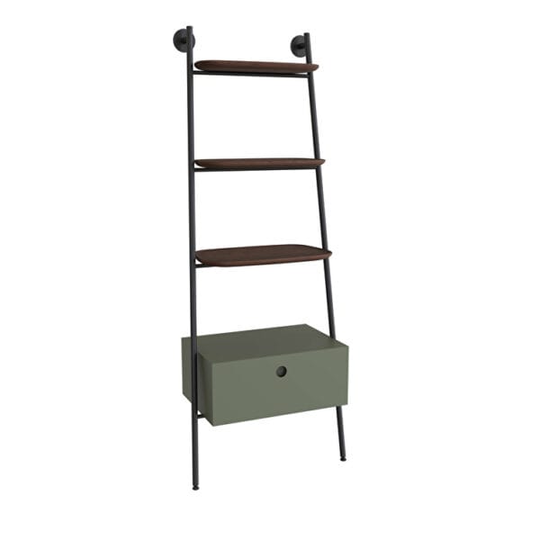 VitrA Plural Merdiven Raflı Ünite, 60 cm, Bir Çekmeceli, Mat Retro Yeşili