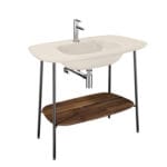 VitrA Plural Lavabo Dolabı, 100 cm, Tek Armatür Delikli, Mat Kum Beji Seramik Lavabolu, Koyu Meşe