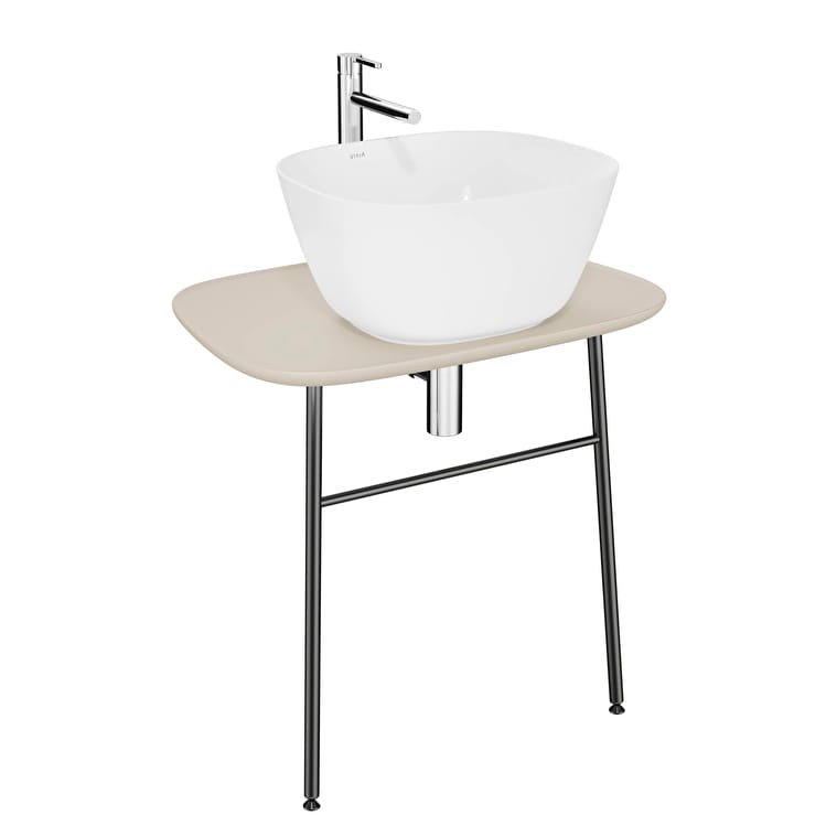 81030_7817B022_0066-1.jpg VitrA Plural Tezgah Ünitesi, 70 cm, Asma, Alçak, Tek Armatür Delikli, Mat Kum Beji Seramik Tezgah, Lavabosuz - Görsel 1