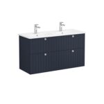 VitrA Root Groove Lavabo Dolabı, 120 cm, Dört Çekmeceli, Yuvarlak Lavabo, Mat Lacivert