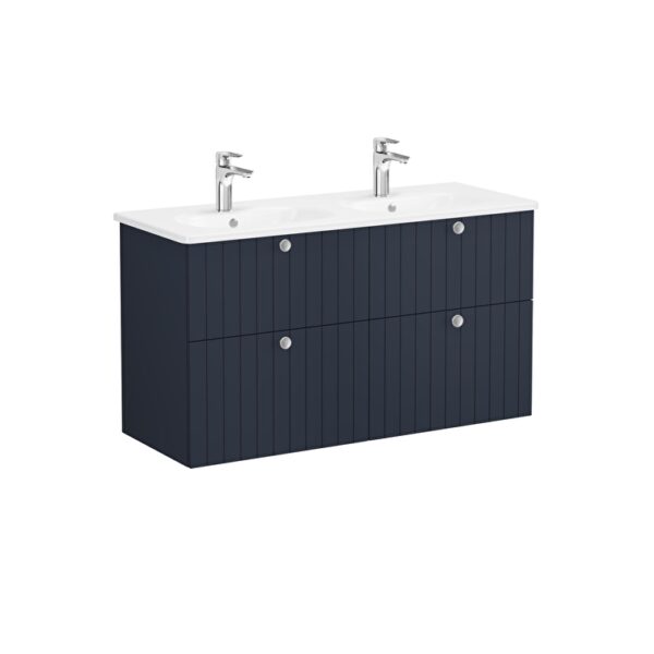 VitrA Root Groove Lavabo Dolabı, 120 cm, Dört Çekmeceli, Yuvarlak Lavabo, Mat Lacivert