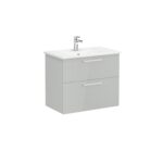 VitrA Root Flat Lavabo Dolabı, 80 cm, İki Çekmeceli, Köşeli Lavabo, Parlak İnci Grisi - Görsel 3