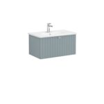VitrA Root Groove Lavabo Dolabı, 80 cm, Bir Çekmeceli, Yuvarlak Lavabo, Mat Fiyord Yeşili - Görsel 3