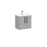 VitrA Root Flat Lavabo Dolabı, 60 cm, İki Kapaklı, Dar, Yuvarlak Lavabo, Mat Kaya Gri - Görsel 3
