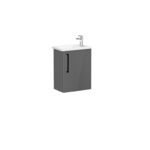 VitrA Root Flat Lavabo Dolabı, 45 cm, Bir Kapaklı, Dar, Köşeli Lavabo, Parlak Antrasit, Sağ