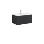VitrA Root Groove Lavabo Dolabı, 80 cm, Bir Çekmeceli, Yuvarlak Lavabo, Mat Grafit
