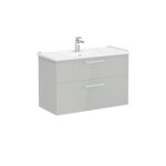 VitrA Root Flat Lavabo Dolabı, 100 cm, İki Çekmeceli, Köşeli Lavabo, Parlak İnci Grisi - Görsel 4