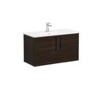 VitrA Root Flat Lavabo Dolabı, 100 cm, İki Kapaklı, Köşeli Lavabo, Ceviz - Görsel 4