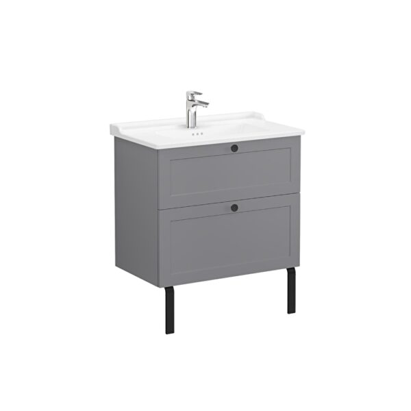 VitrA Root Classic Lavabo Dolabı, 80 cm, İki Çekmeceli, Klasik Lavabo, Mat Gri