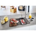 Franke Kubus 2 Kng 110-62 Stone Grey Tek Gözlü Damlalıksız Fragranit Eviye - Görsel 3