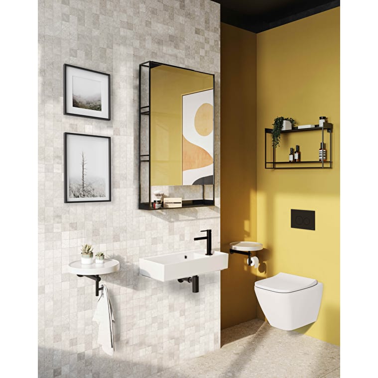 VitrA Archiplan Ayna, 60 cm, Raflı, Metal, Siyah - Görsel 3