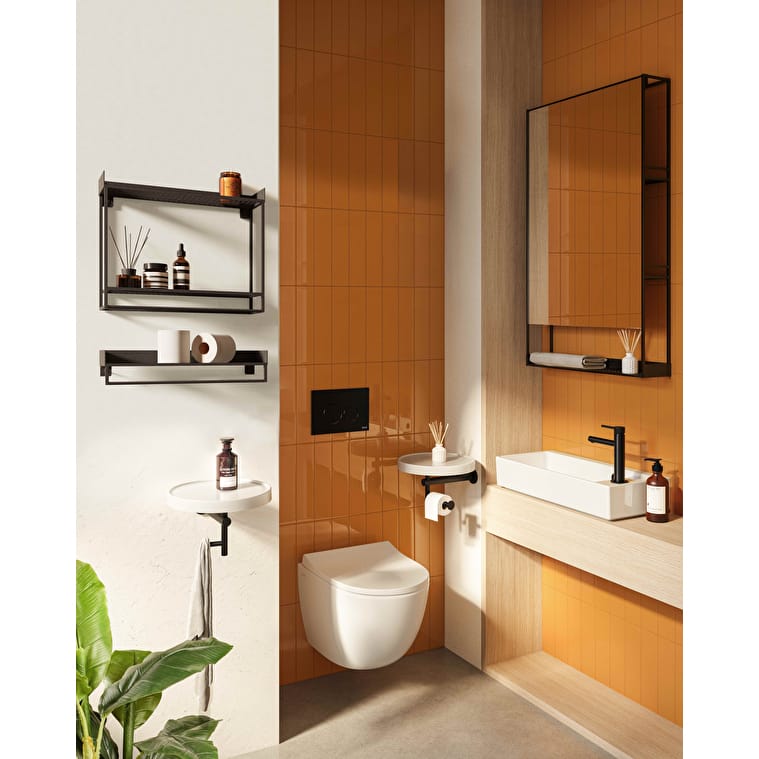VitrA Archiplan Ayna, 60 cm, Raflı, Metal, Siyah - Görsel 10