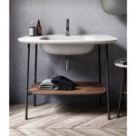 VitrA Plural Lavabo Dolabı, 100 cm, Tek Armatür Delikli, Mat Beyaz Lavabolu, Koyu Meşe - Görsel 3