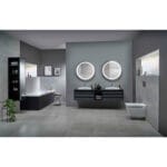 VitrA Frame Lavabo Dolabı, 80 cm, İki Çekmeceli, Tezgahüstü Tv-Shape Lavabolu, Armatür Deliksiz, Mat Soft Siyah & Hareli Siyah Meşe - Görsel 16