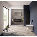 VitrA Frame Lavabo Dolabı, 100 cm, İki Çekmeceli, Beyaz Etajerli Lavabolu, Mat Soft Siyah & Hareli Siyah Meşe - Görsel 2