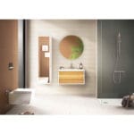 VitrA Frame Lavabo Dolabı, 80 cm, Bir Çekmeceli, Beyaz Etajerli Lavabolu, Mat Soft Beyaz & Dore Meşe - Görsel 4
