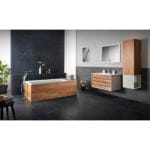 VitrA Frame Lavabo Dolabı, 80 cm, İki Çekmeceli, Beyaz Etajerli Lavabolu, Mat Soft Beyaz & Dore Meşe - Görsel 15
