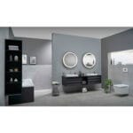 VitrA Frame Lavabo Dolabı, 80 cm, İki Çekmeceli, Tezgahüstü Tv-Shape Lavabolu, Armatür Deliksiz, Mat Soft Siyah & Hareli Siyah Meşe - Görsel 17