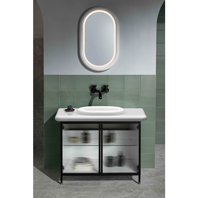 VitrA Liquid Lavabo Dolabı, 100 cm, Metal Kapaklı , Ayaklı - Görsel 12