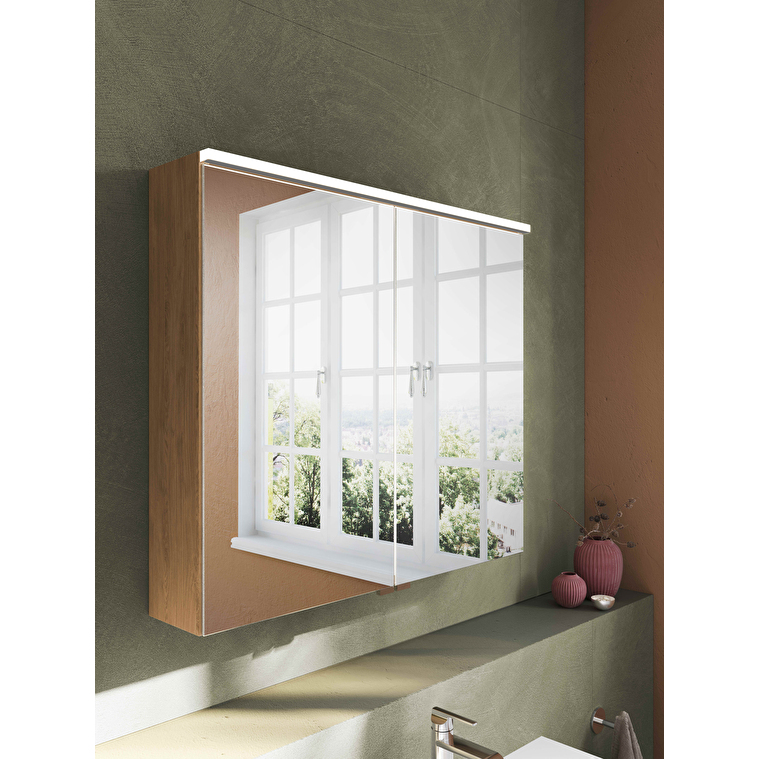 VitrA Metropole Edge Dolaplı Ayna, 80 cm, Aydınlatmalı, Açık Meşe - Görsel 6