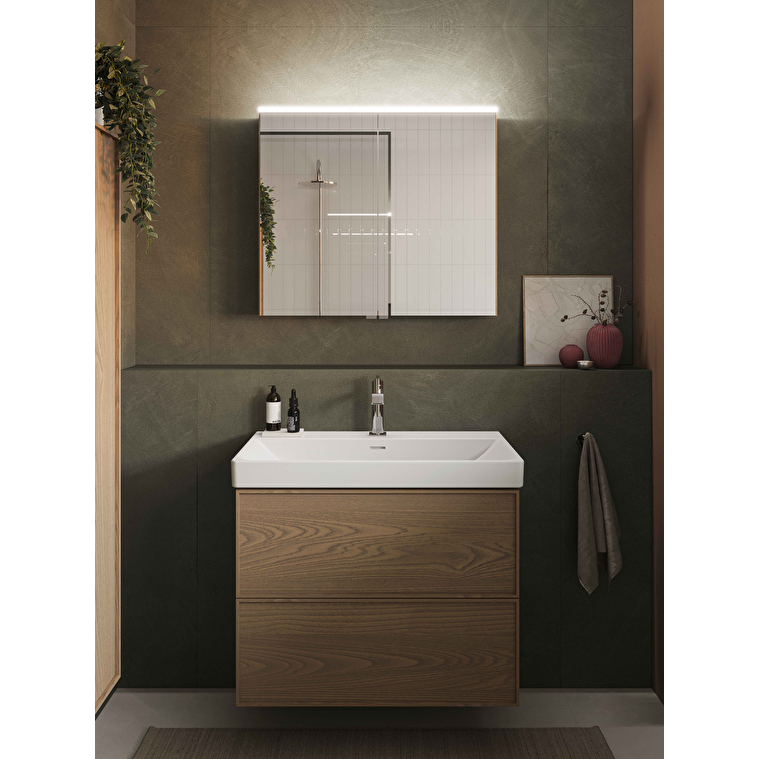 VitrA Metropole Edge Dolaplı Ayna, 80 cm, Aydınlatmalı, Açık Meşe - Görsel 3