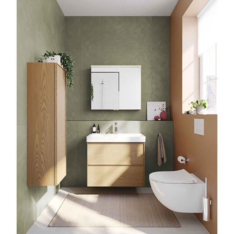 VitrA Metropole Edge Dolaplı Ayna, 80 cm, Aydınlatmalı, Açık Meşe - Görsel 2