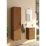 VitrA Mia Banyo Dolabı Seti, 40 cm, Bir Kapaklı, Lavabo Dolabı, Aydınlatmalı Düz Ayna, Altın Meşe, Sağ - Görsel 2