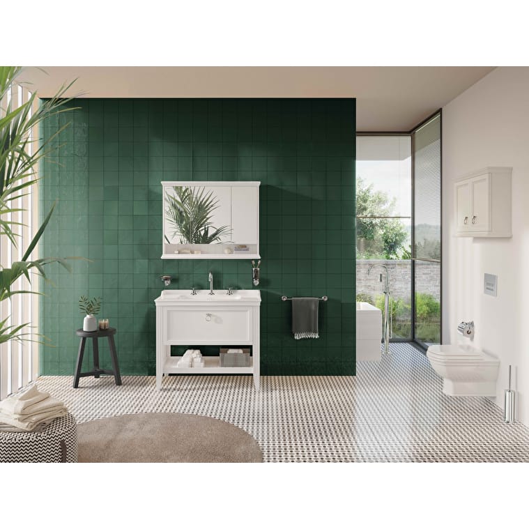 VitrA Valarte Lavabo Dolabı, 100 cm, Bir Çekmeceli, Etajerli Lavabolu, Üç Armatür Delikli, Mat Beyaz - Görsel 2