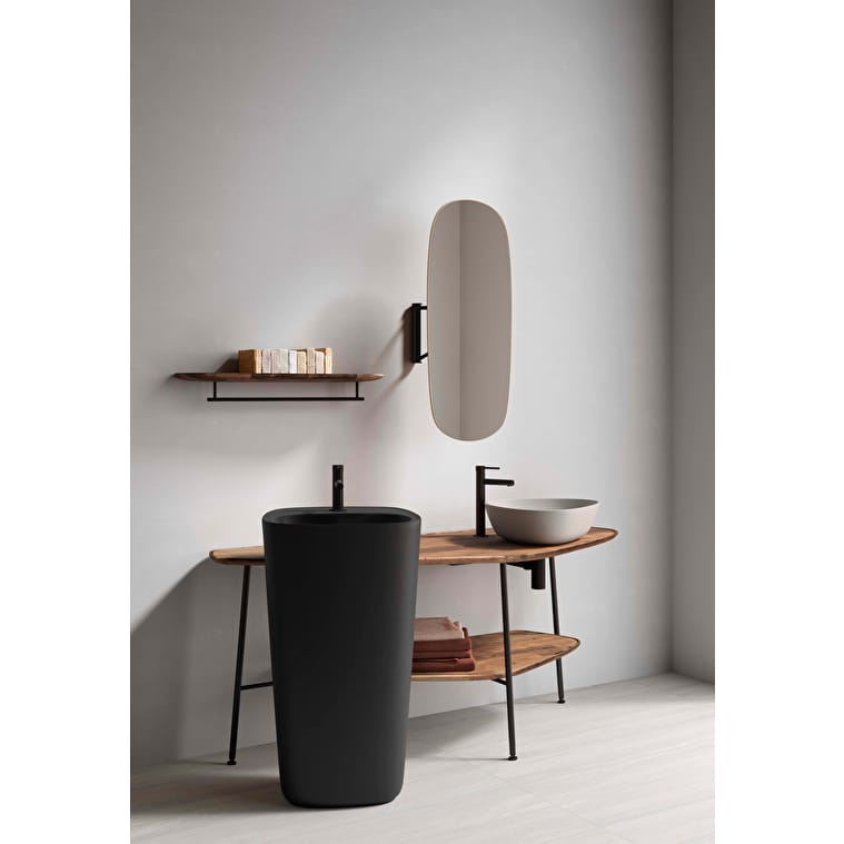 VitrA Plural Raf, 75 cm, Uzun, Metal Havluluklu, Koyu Meşe, Sağ - Görsel 7