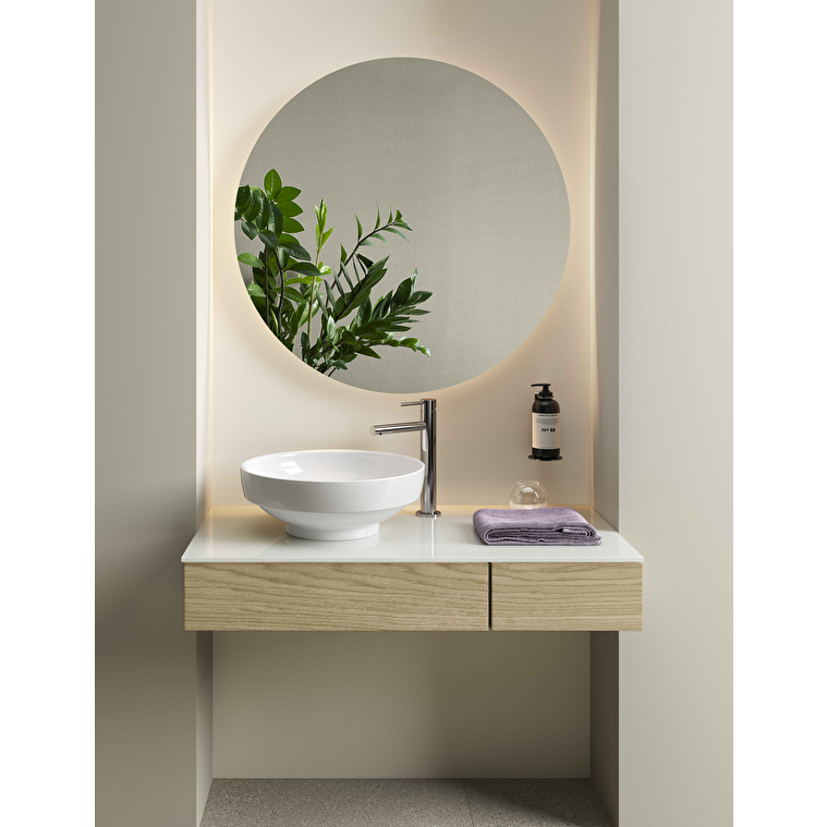 VitrA Origin Tezgah, 90 cm, İki Çekmeceli, Sol Sifon Delikli, Açık Meşe - Görsel 5