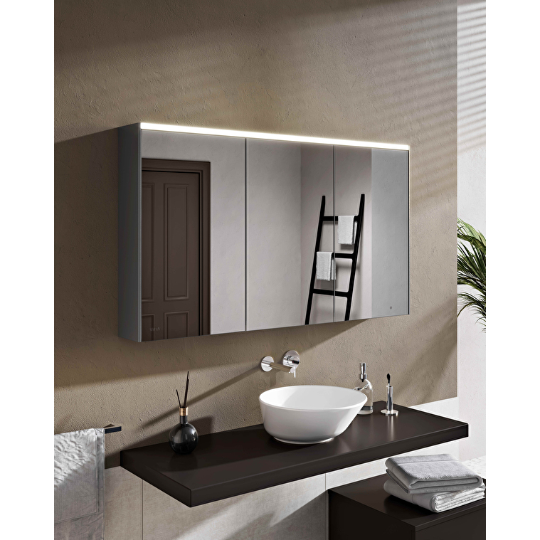 VitrA Prime Dolaplı Ayna, 120 cm, Aydınlatmalı, Sensörlü, Ayarlanabilir Işık, Fırçalı Krom - Görsel 3