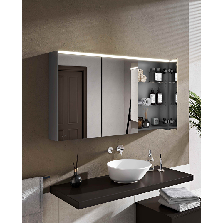 VitrA Prime Dolaplı Ayna, 120 cm, Aydınlatmalı, Sensörlü, Ayarlanabilir Işık, Fırçalı Krom - Görsel 7